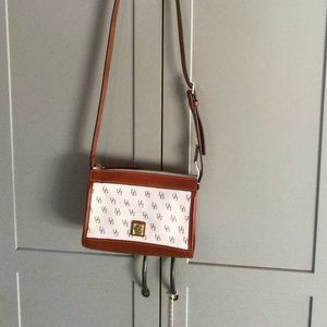 Dooney & Bourke White and Brown Mini Crossbody Bag, Gretta Collection
